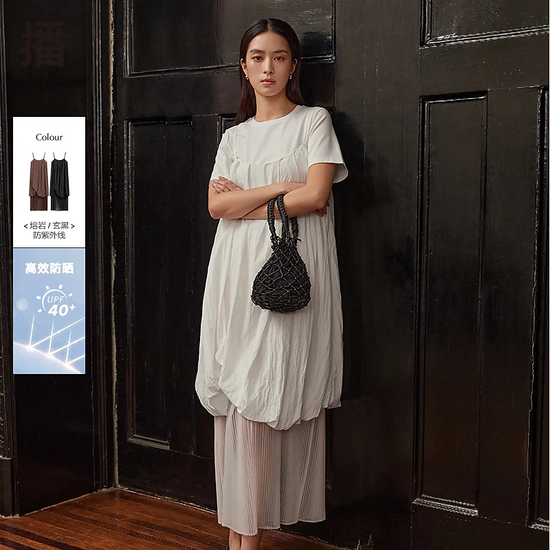 【达人专属】播连衣裙气质韩版中长款防紫外线单肩DDR2LD5613