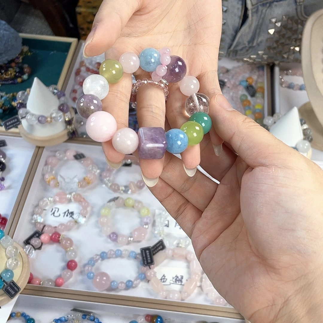 水晶手链银S925镀金镶嵌