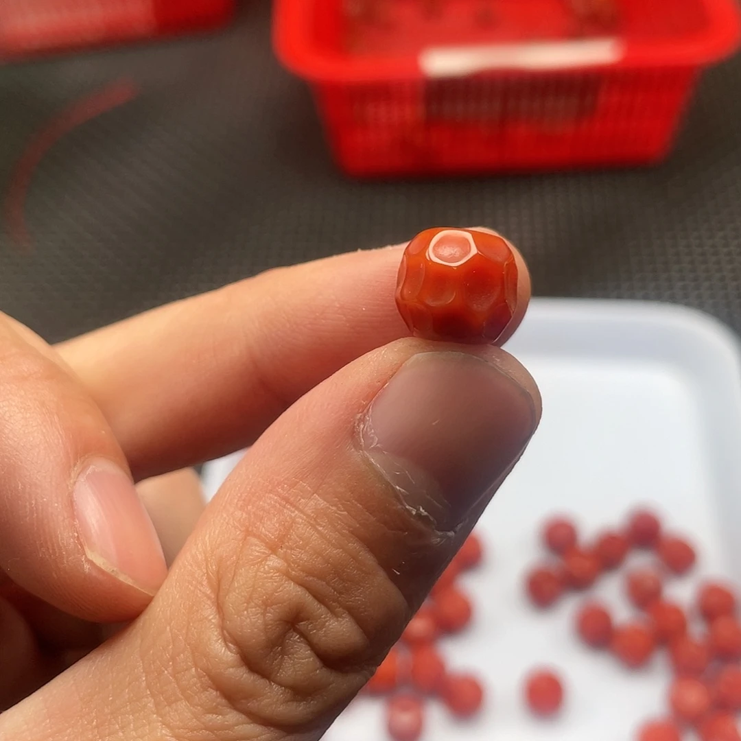 南红玛瑙未镶嵌13号 10m柿子红无相珠一颗