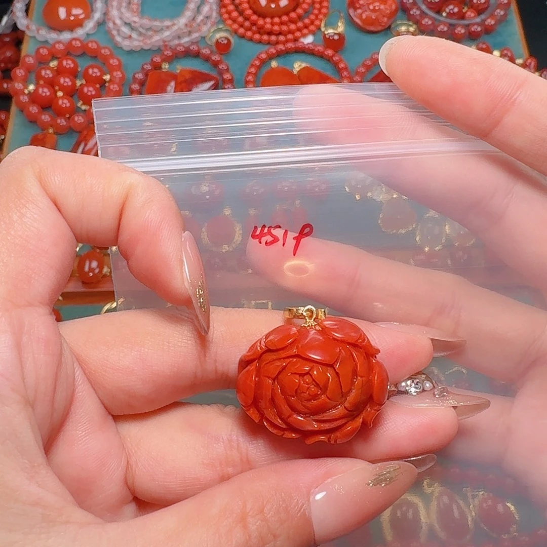 南红玛瑙银S925镶嵌吊坠