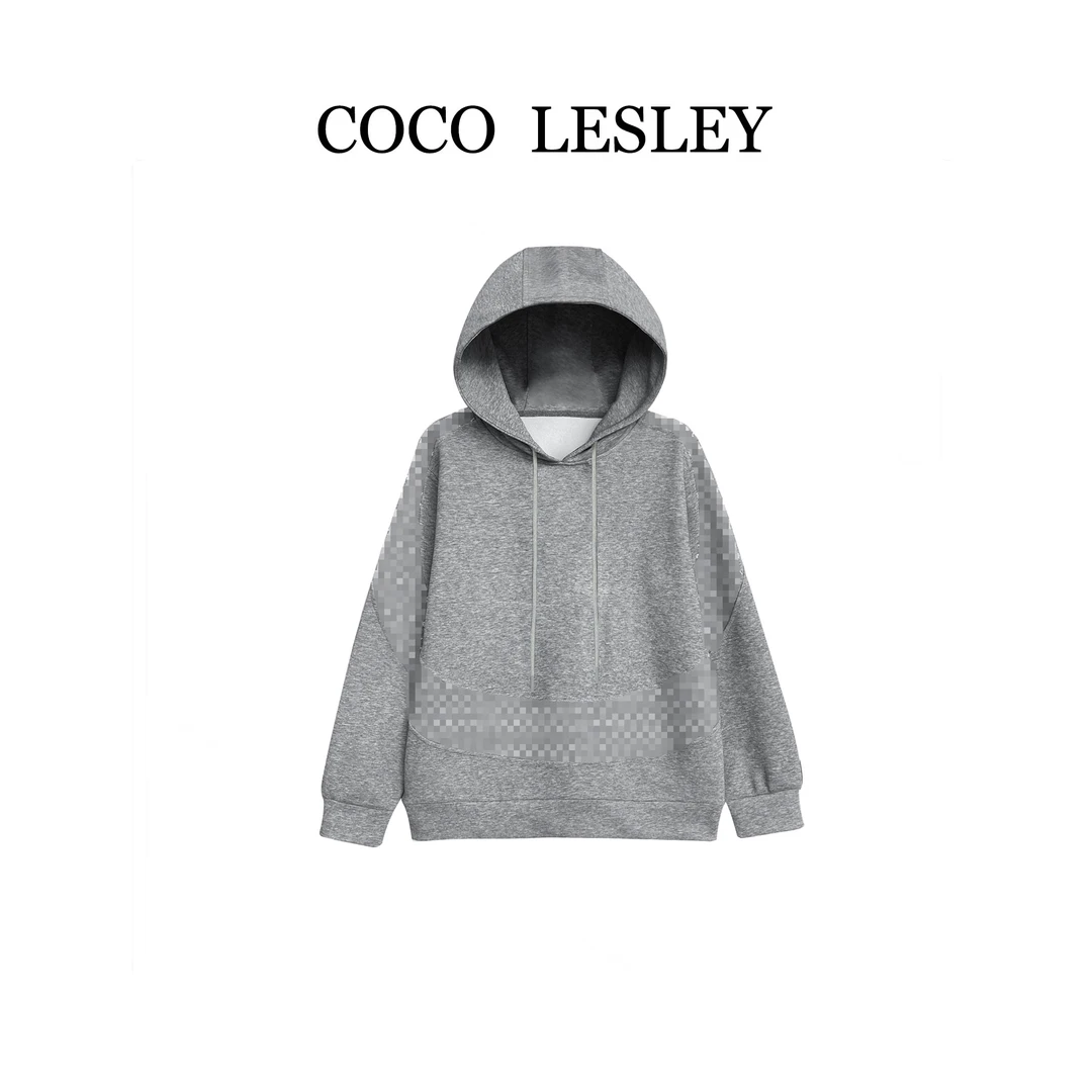 【COCO LESLEY】68129#时尚百搭连帽印花卫衣2025秋冬休闲显瘦上衣