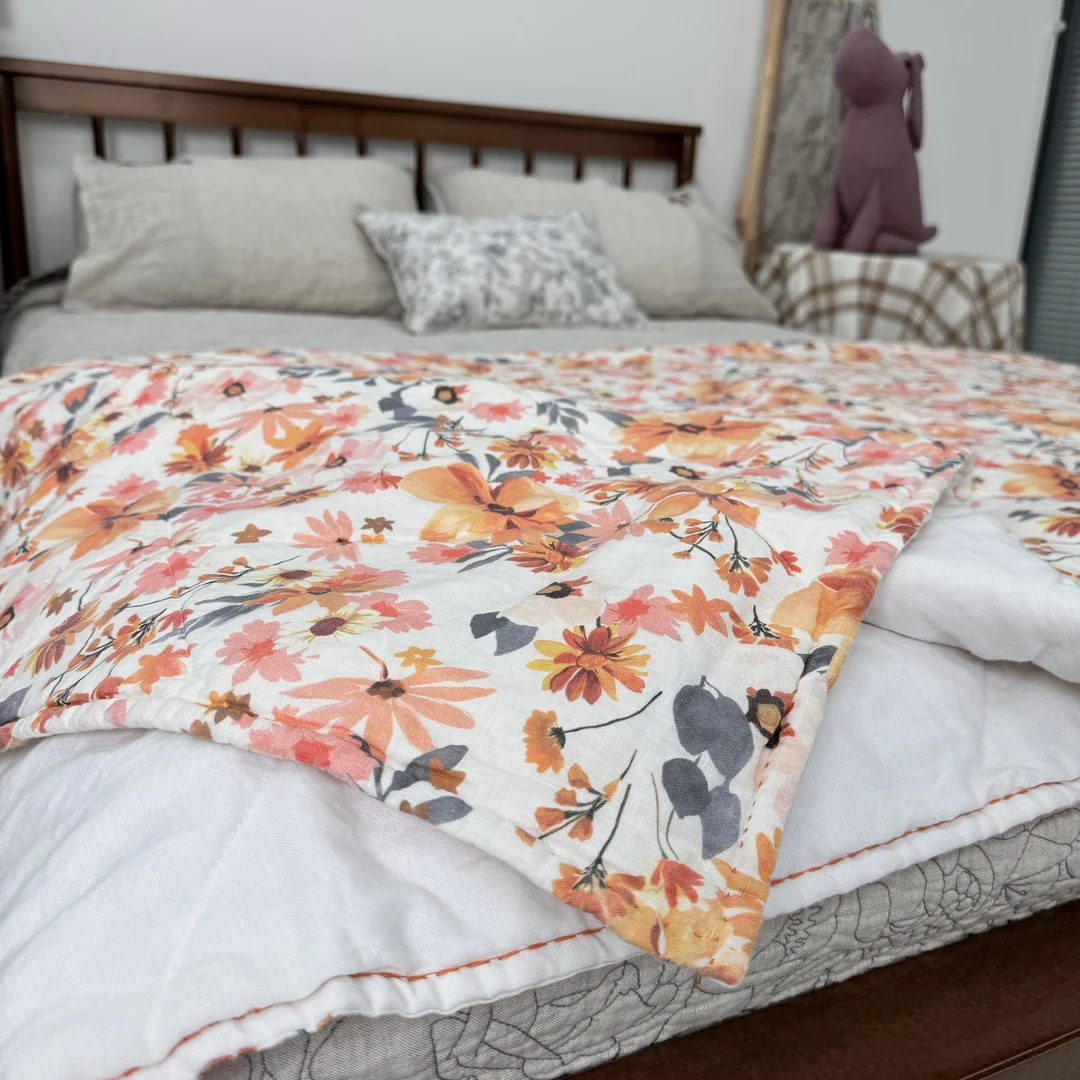 【云锦】14支亚麻田园印花夏被多功能夏凉被