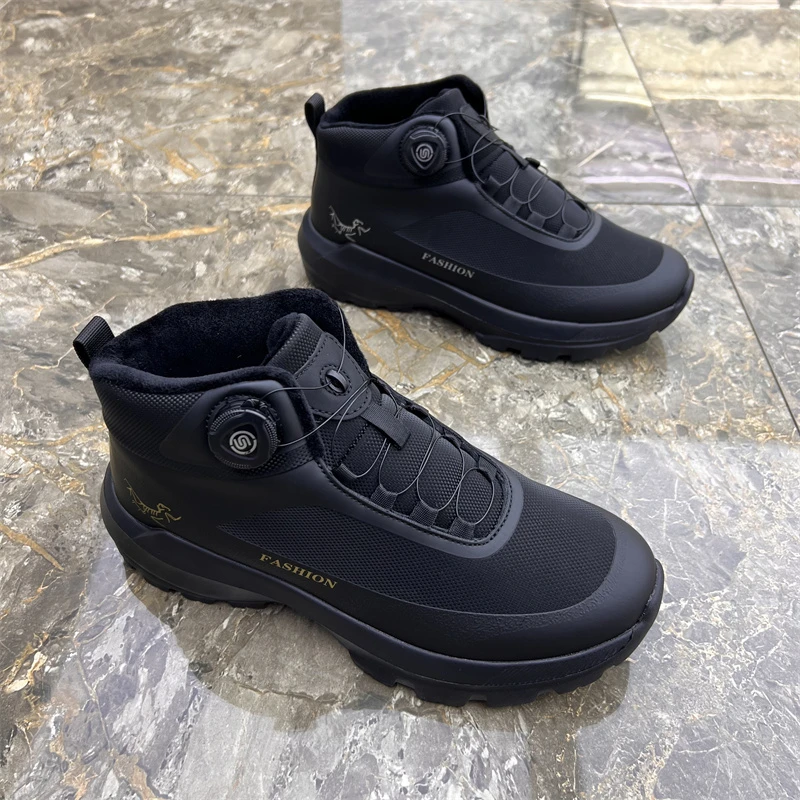 【有单有棉】新款男士纽扣高帮百搭舒适平底时尚潮流韩版休闲男鞋