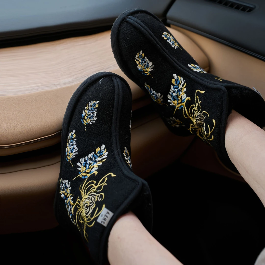 【火树银花-绒毛】秋冬千层底手工刺绣布鞋传统布鞋民族布鞋绣花鞋