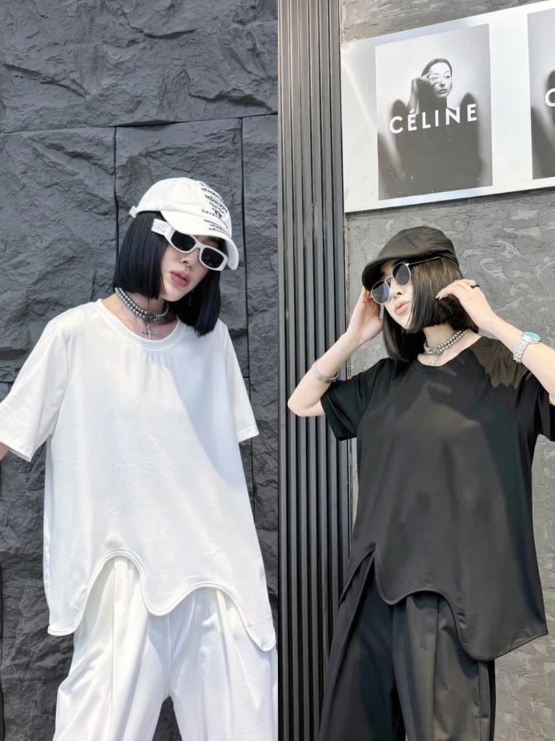 时尚轻奢气质宽松夏季显瘦上衣不规则设计师时尚穿搭7587