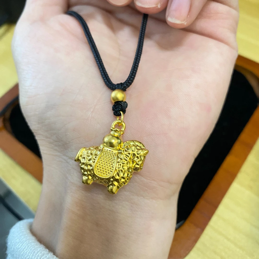 生肖马胖马唐马吊坠足金999成品
