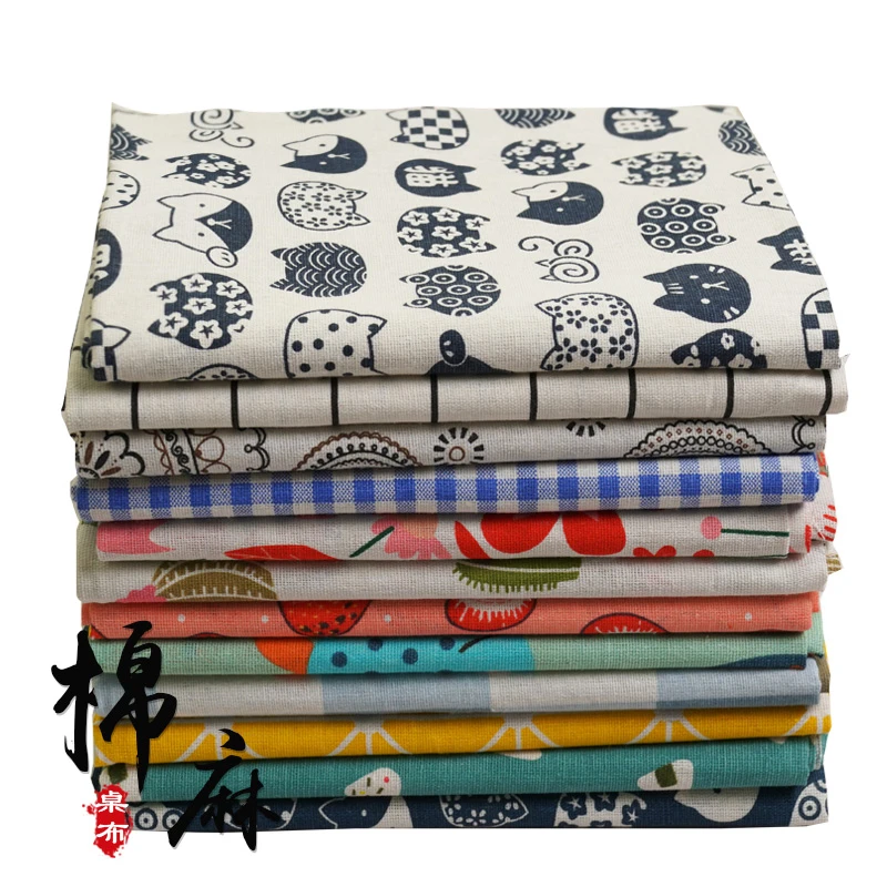 棉麻布料老粗布格子布艺桌布沙发套ins挂布印花手工花布批发布头