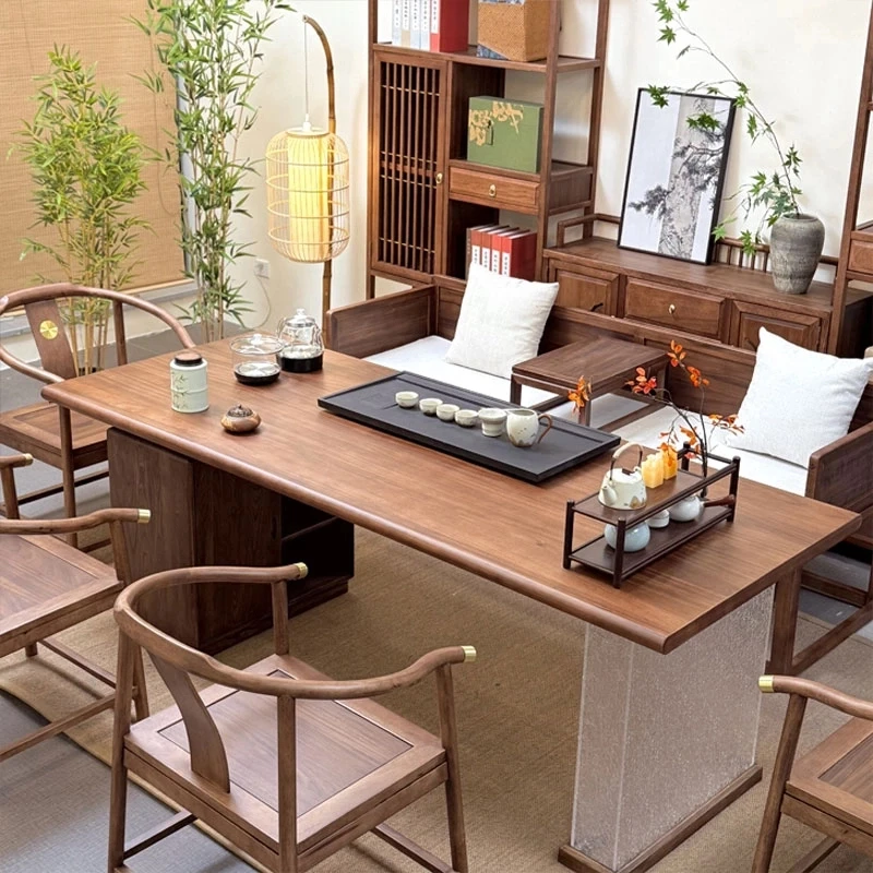 十来运转新中式茶桌椅组合家用办公室两用禅意泡茶桌书法桌