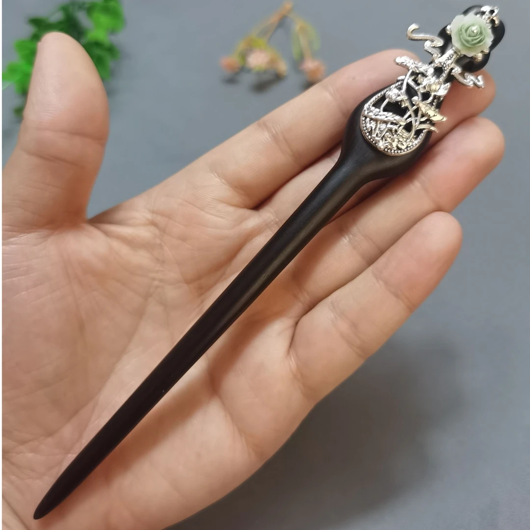 18厘米黑檀木发簪簪子古风盘发簪新中式配饰头饰发饰琵琶配饰发钗