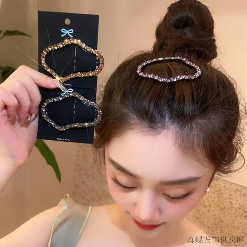 云朵碎发夹水钻爆闪镂空碎发bb夹高颜值爆款云朵发饰