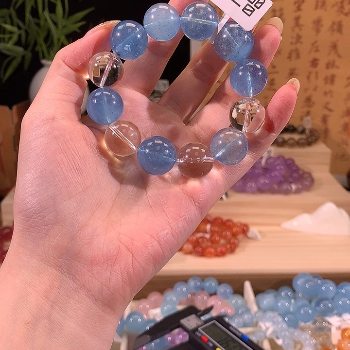 水晶手链未镶嵌海蓝宝白水晶16