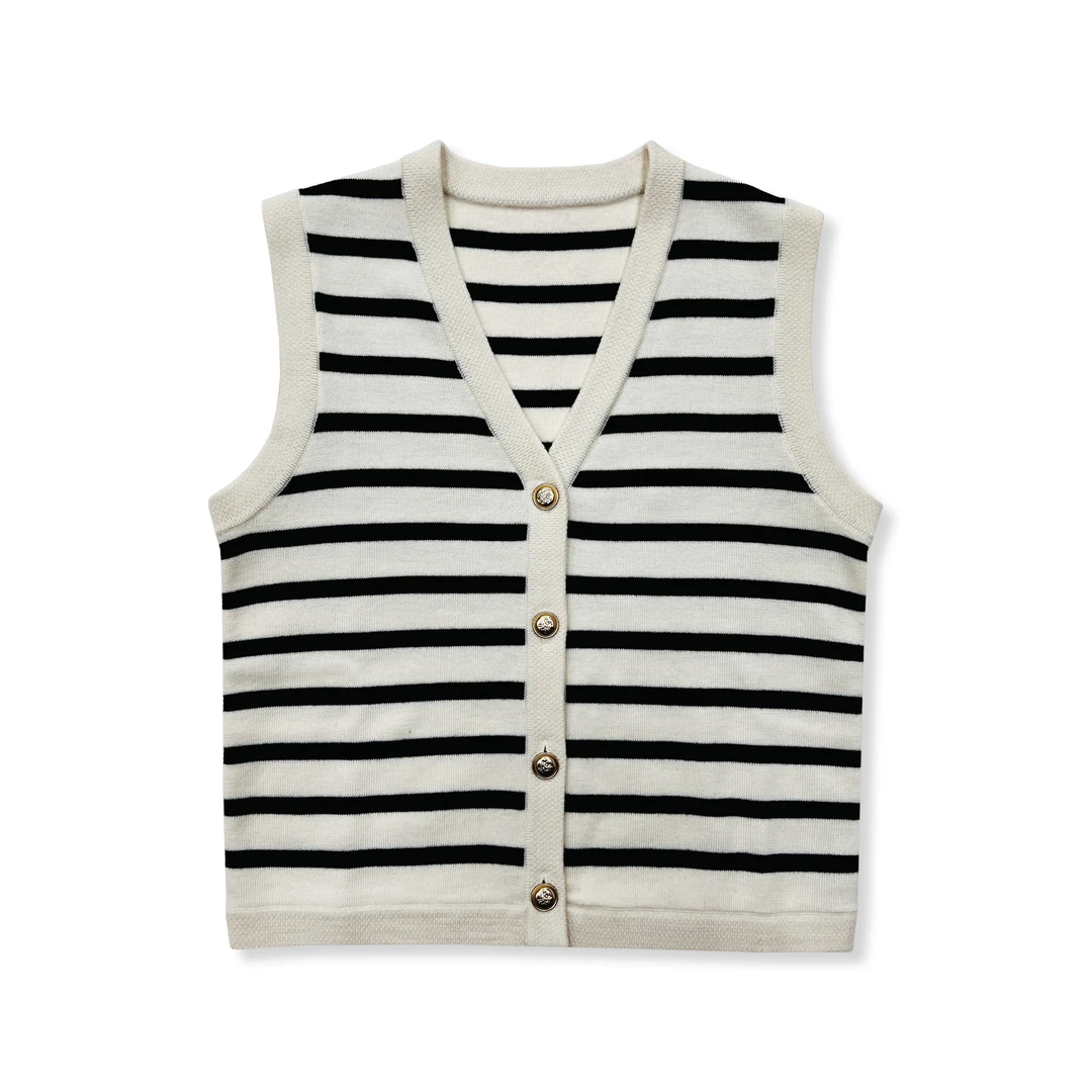 【九九专享】女装条纹针织坎肩马甲/23070