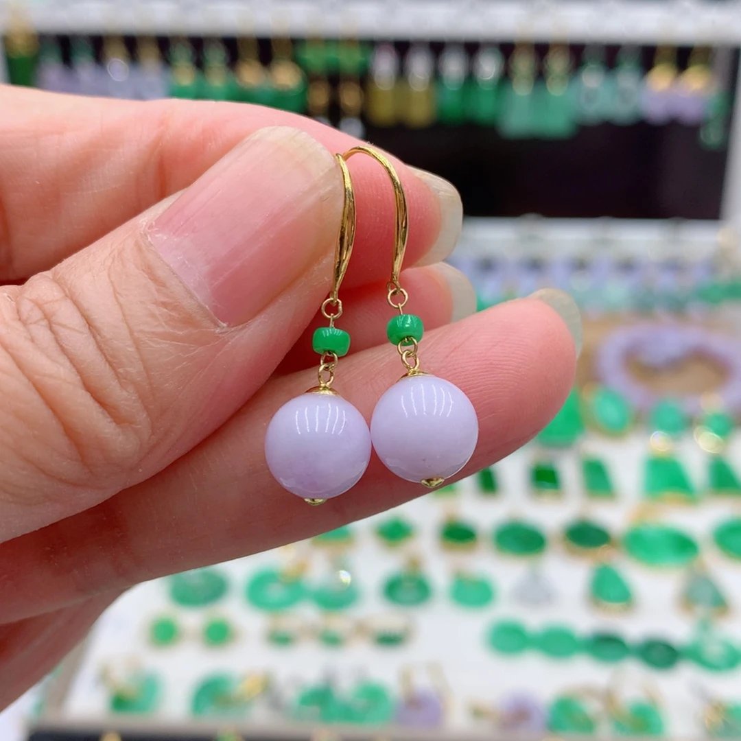 翡翠18K金镶嵌耳饰