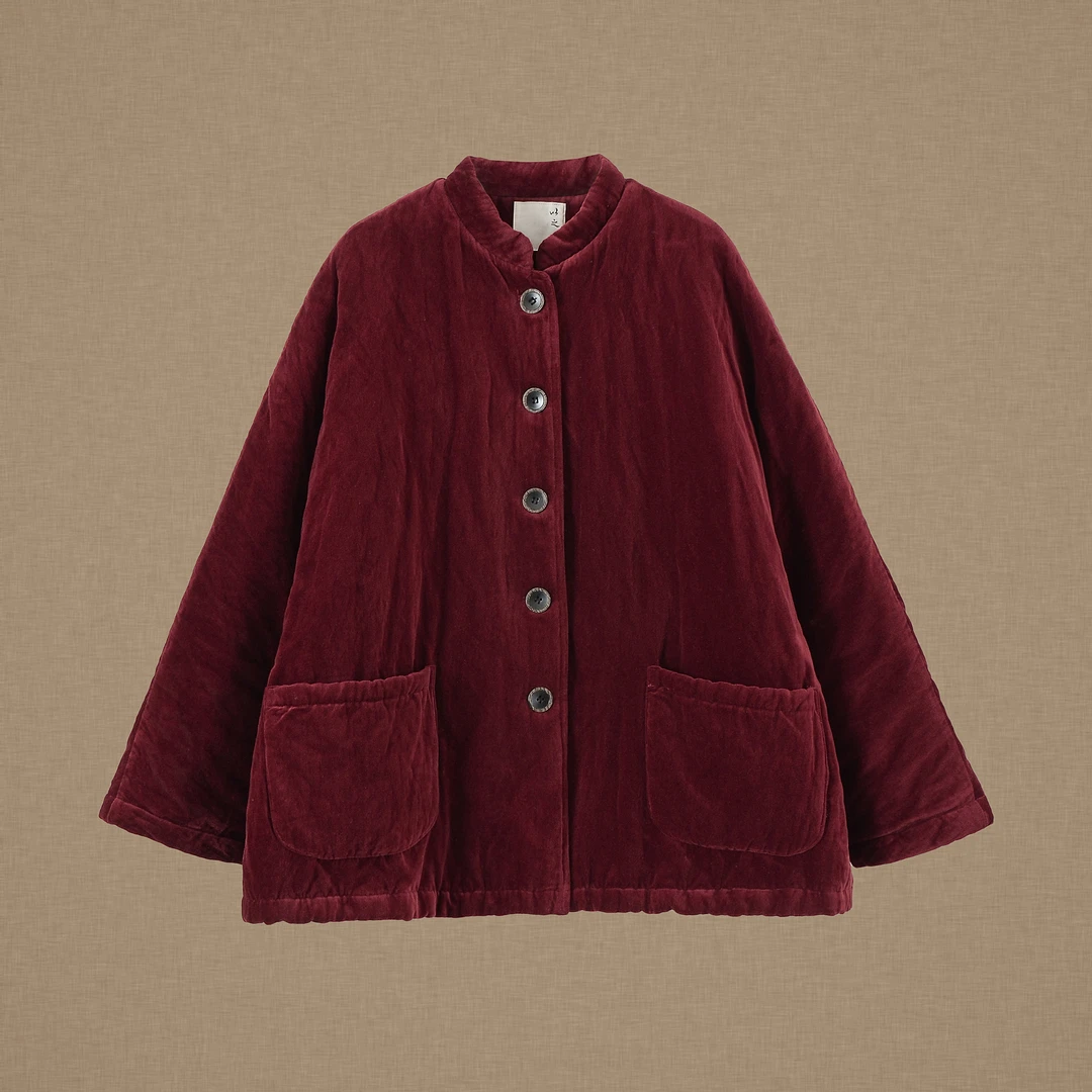 【以之】设计师原创复古梭织古法绒保暖外套棉花里衬宽松棉衣棉服冬