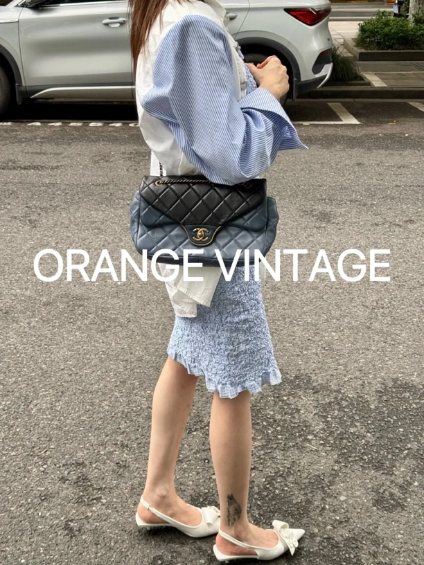 95新 Chanel/香奈儿 Chanel 拼色 cf 链条单肩挎包