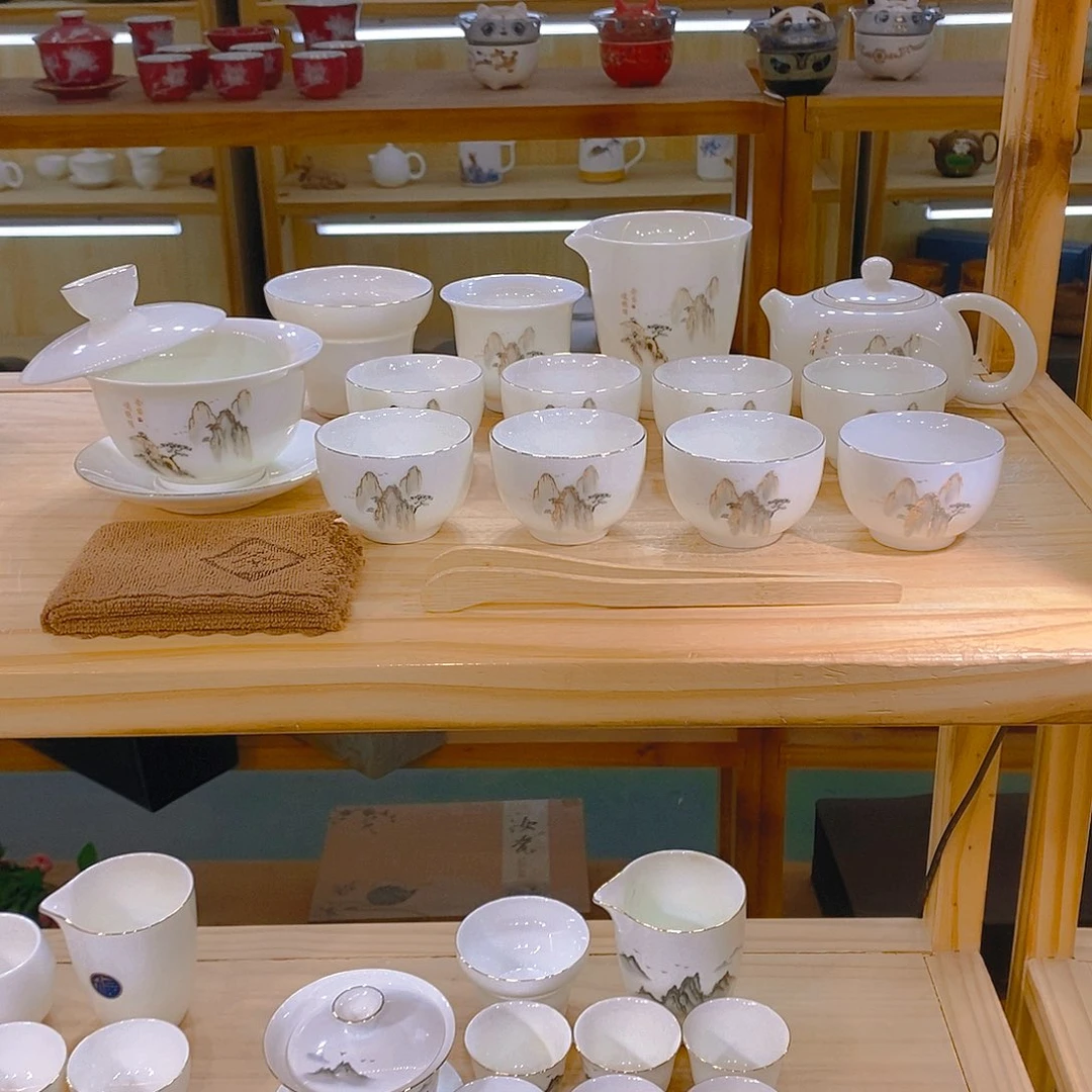 【不止】羊脂玉瓷茶具套装