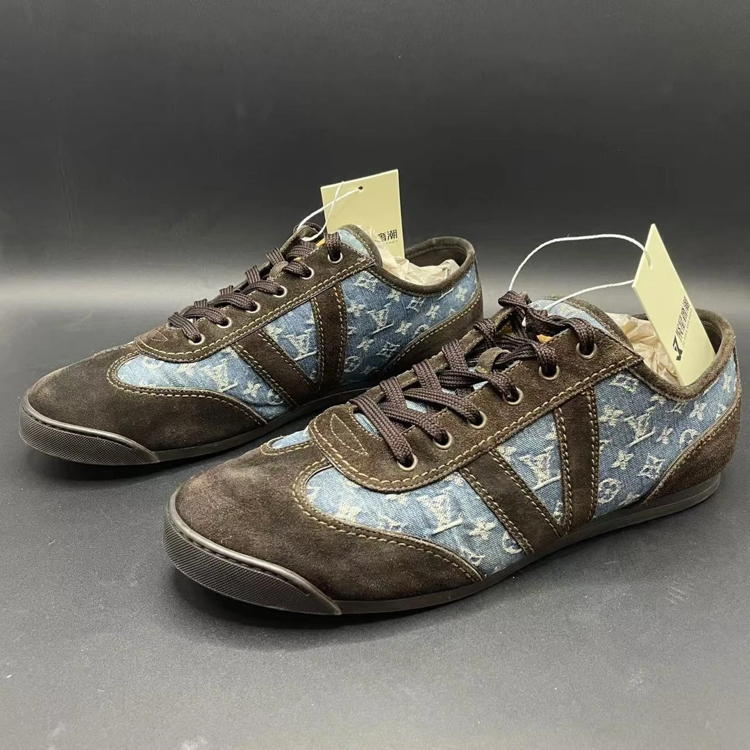 95新 LouisVuitton/路易威登 【聚星折扣】男士牛仔蓝满印板鞋43欧