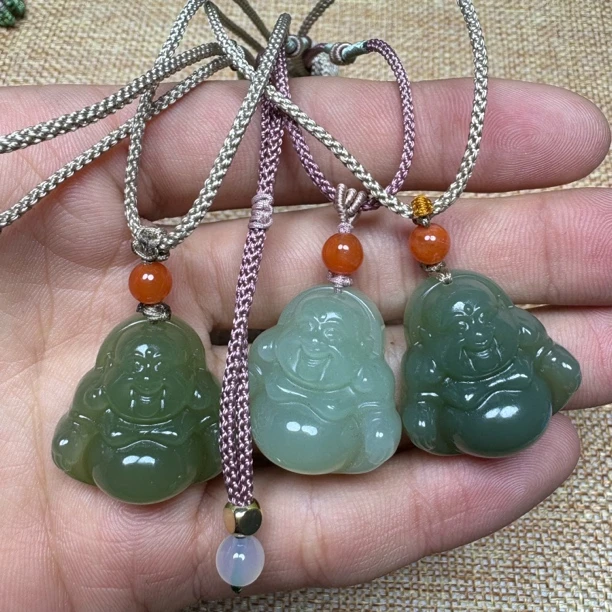 和田玉青海料卡25mm佛公多样性发货拍一发一