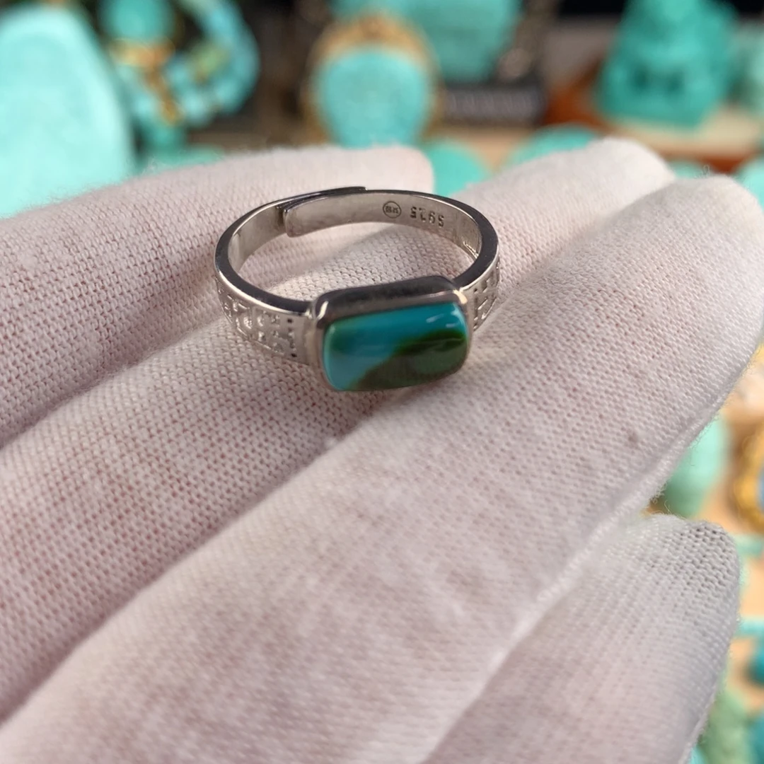 银S925镶嵌绿松石精品戒指