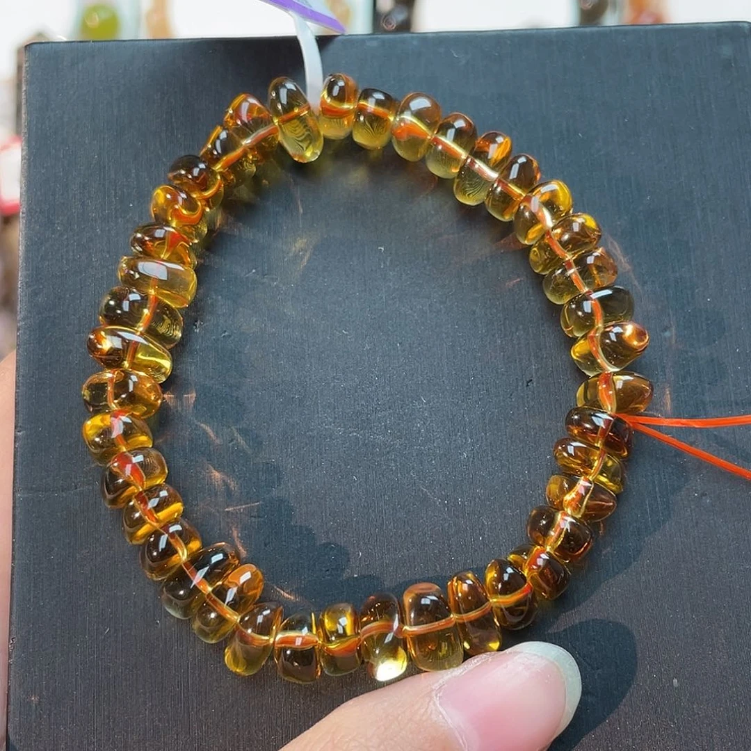 未镶嵌手串水晶巴西黄水晶随型手串hs828 85号