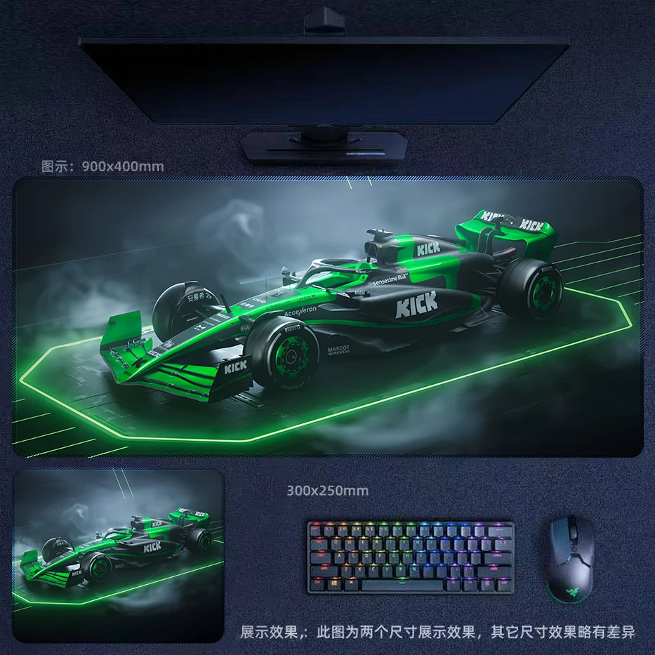 F1赛车周冠宇大号鼠标垫索伯车队男生礼物办公游戏电竞锁边桌垫