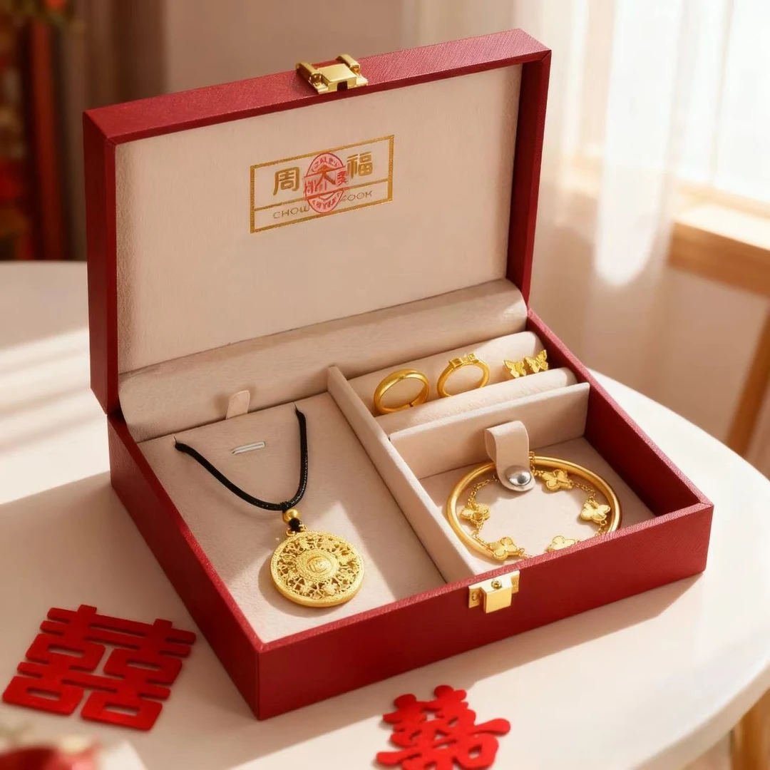 合金婚庆饰品 结婚道具三金仿真订婚首饰套装古法手镯五金项链