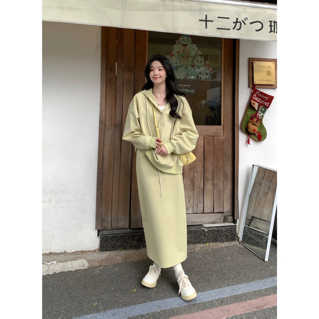 现货Even一雯【呼吸之野】春茶韩系高智感慵懒风卫衣短裤半裙套装