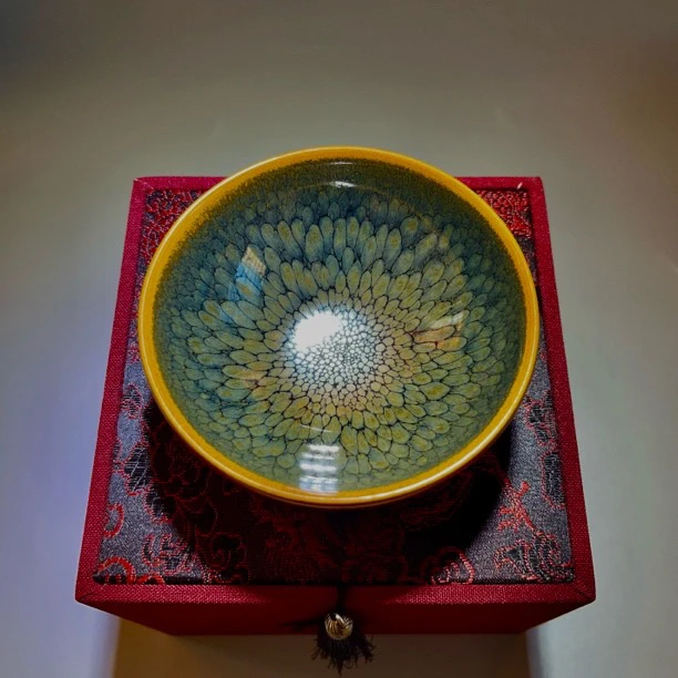 建盏 绿鹧鸪斑平口盏 陶瓷主人杯品茗杯客杯功夫茶杯茶器个人茶具