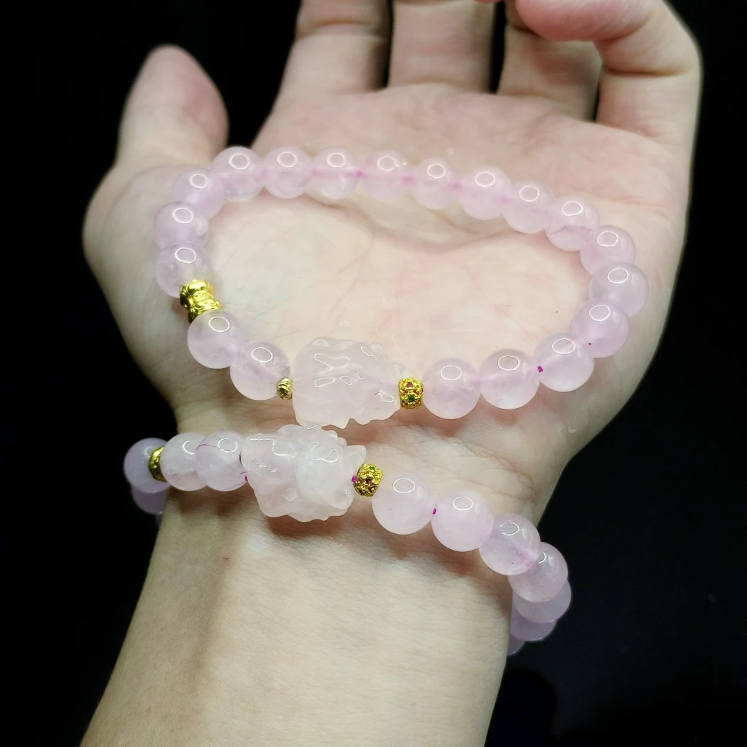 【东北哥精选】粉水晶DIY单圈手串X9【多样性发其一】约8mm