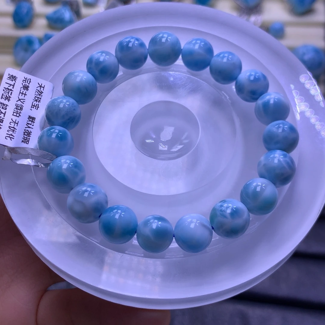 针钠钙石（海纹石）未镶嵌手串10+手串色差略异