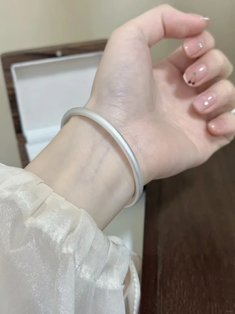 足银手镯 素圈闭口简约【050】
