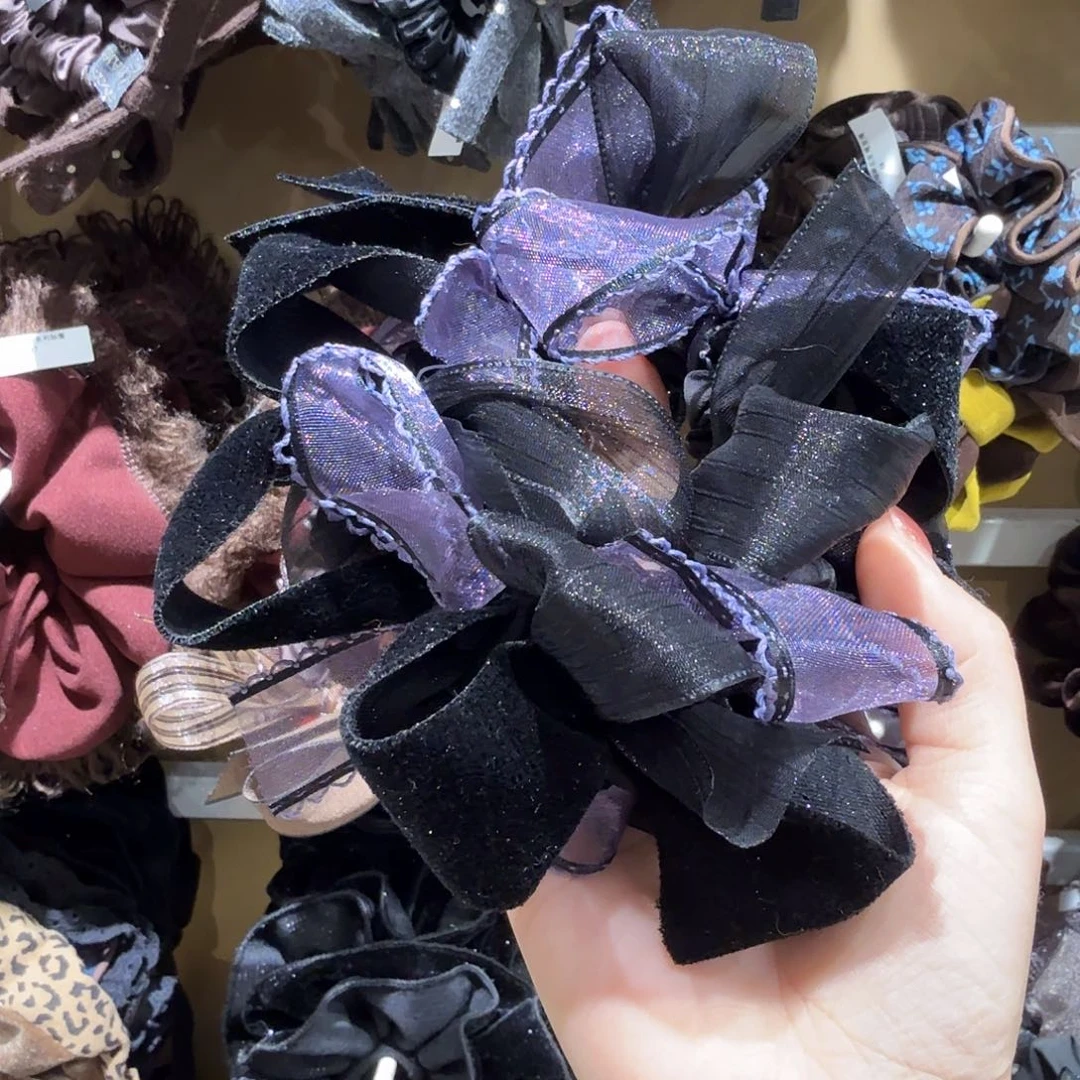 钞***主布艺非金属紫色发圈