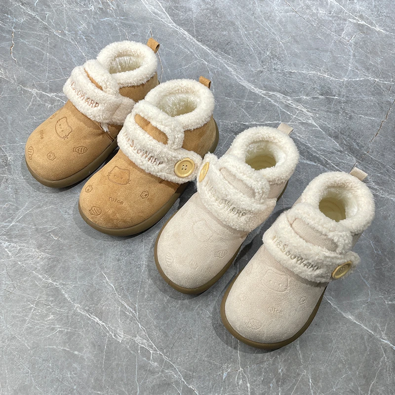 复古魔术贴毛毛雪地靴女2025冬季新款加绒保暖小众棉鞋休闲棉靴子