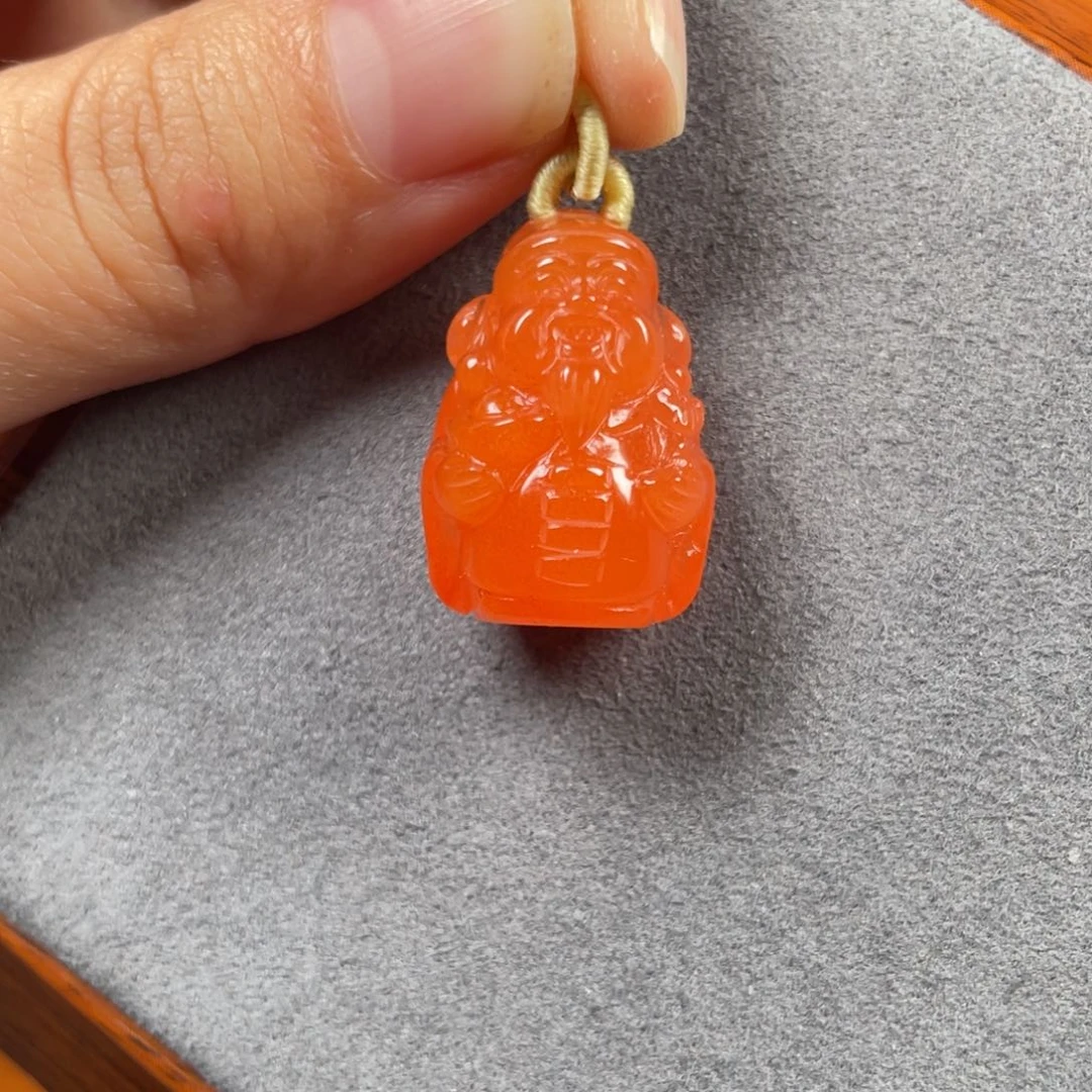南红玛瑙财神吊坠未镶嵌
