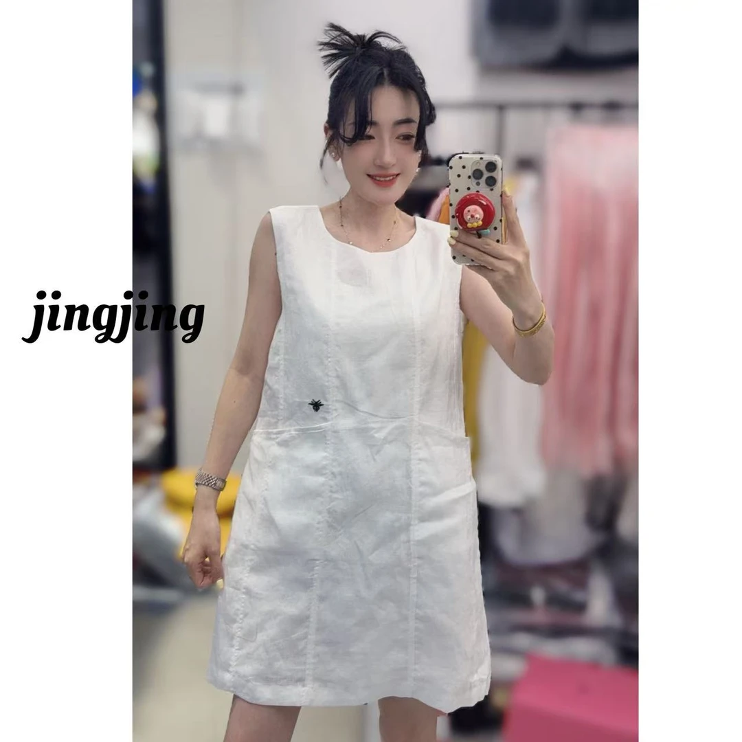 夏季新款轻奢简约宽松亚麻连衣裙（1033）