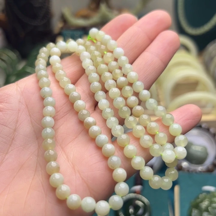 和田玉颈饰未镶嵌蜂蜜水108卡6