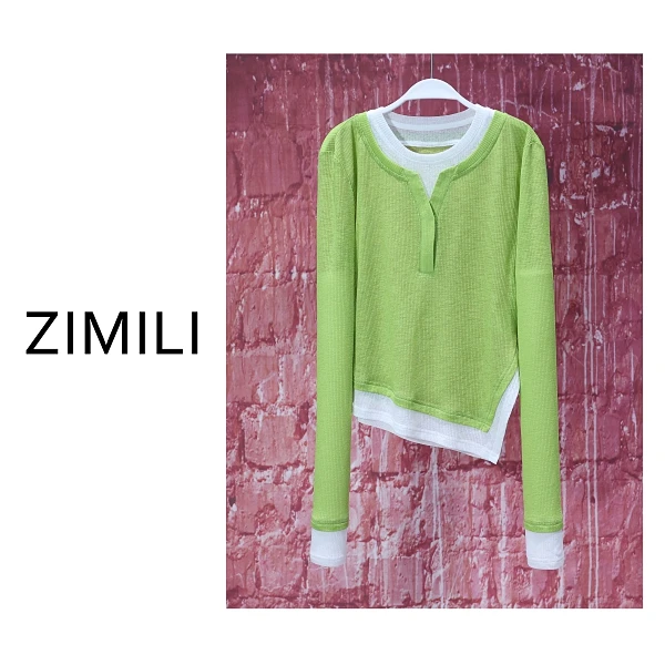 【亮哥欧货女装】冬季热感螺纹《苹果绿》高弹显瘦打底上衣8560-A5