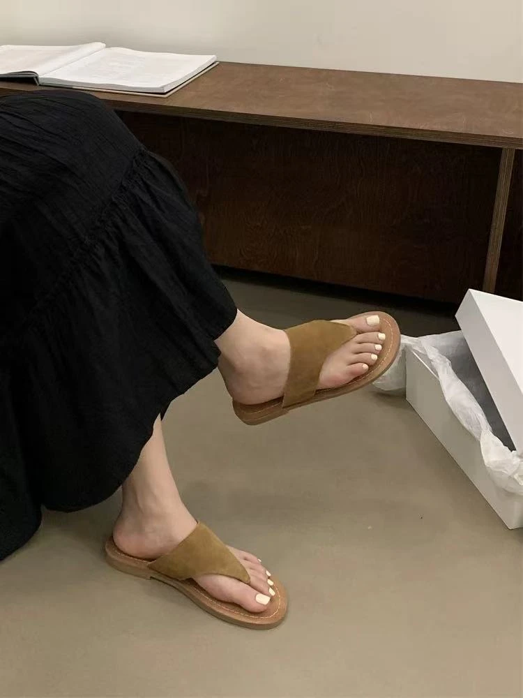 纯色胶粘复古港风人字拖牛仔拖鞋沙滩网红凉拖鞋