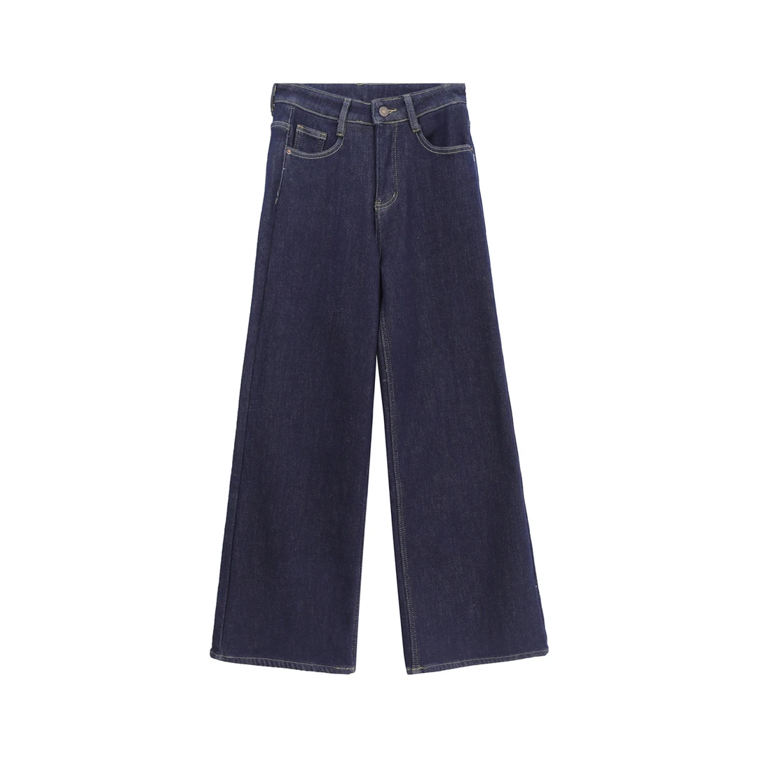 新款高腰垂感加绒复古直筒阔腿休闲裤X27847