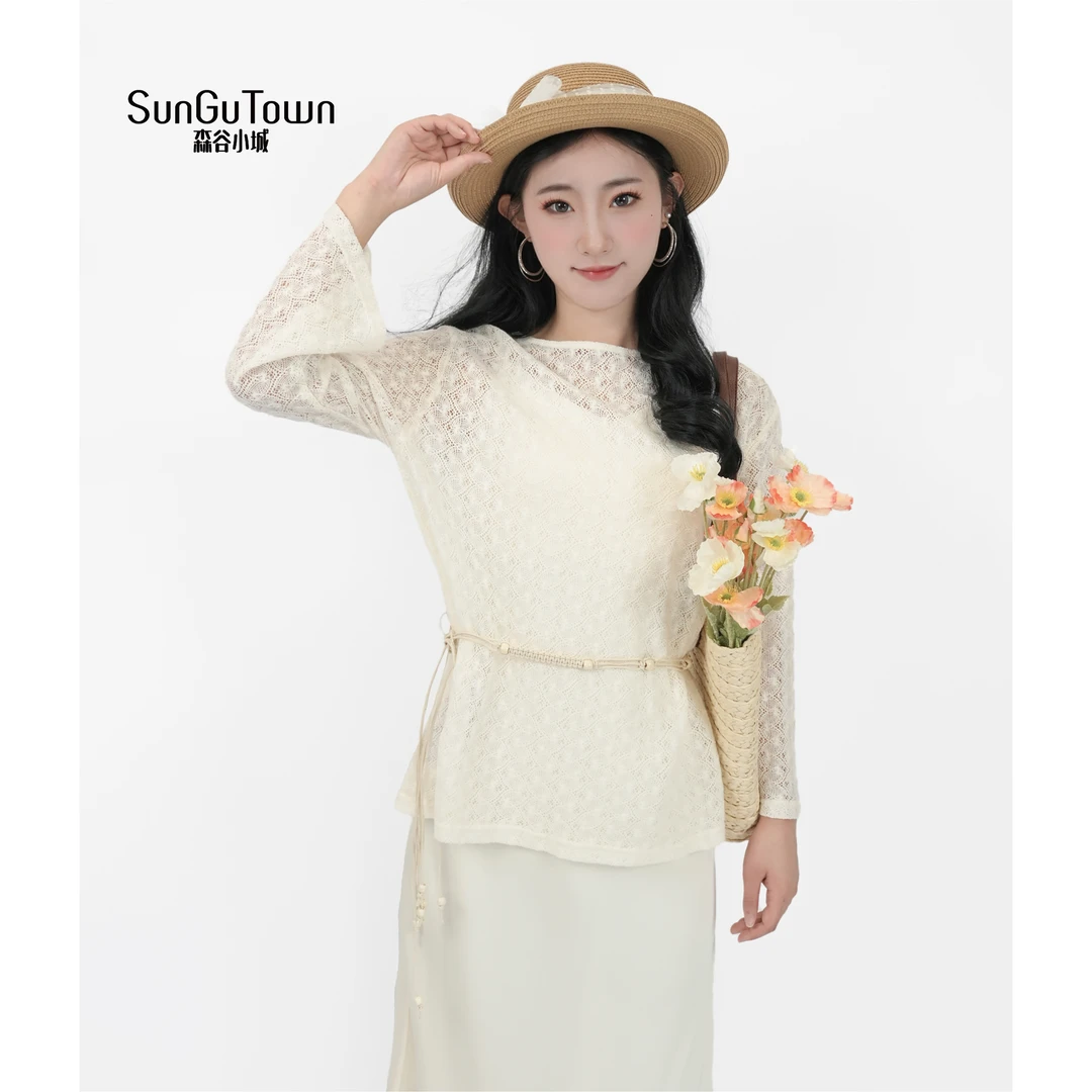 森谷小城设计师款气质罩衫吊带裙套装5BDB-T00400