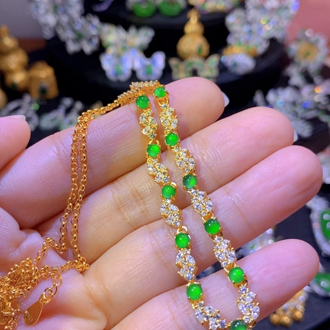 翡翠银S925镶嵌颈饰你