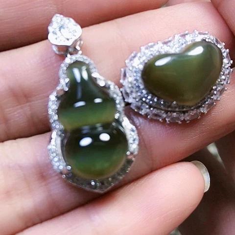 和田玉银S925镶嵌戒指