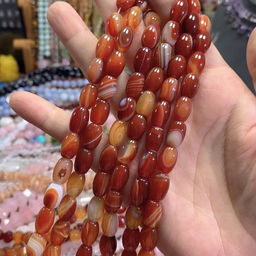 未镶嵌玛瑙/玉髓珠宝半成品米珠玛瑙一条卡8mm