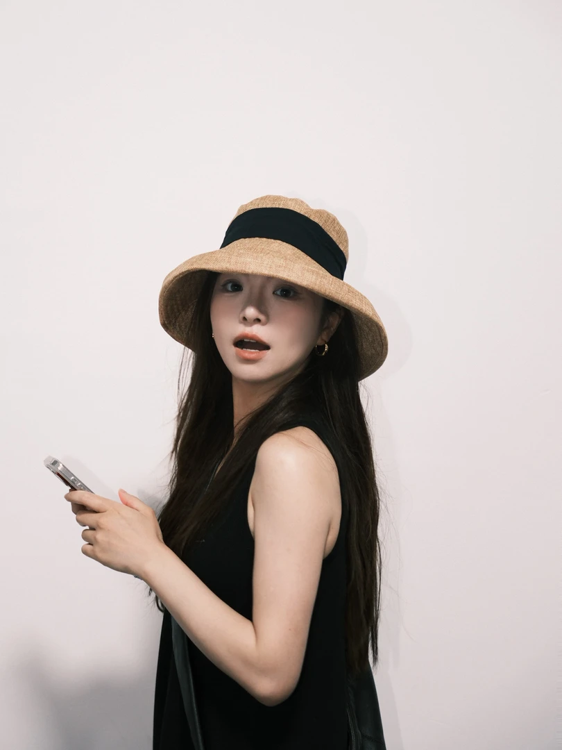自留日系棉麻大檐渔夫帽女夏季户外防晒显脸小可折叠遮阳帽子