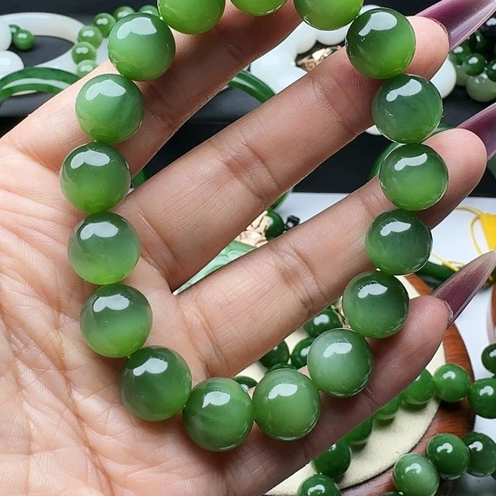 【闪购商品】手链未镶嵌和田玉（碧玉）冰底猫眼12