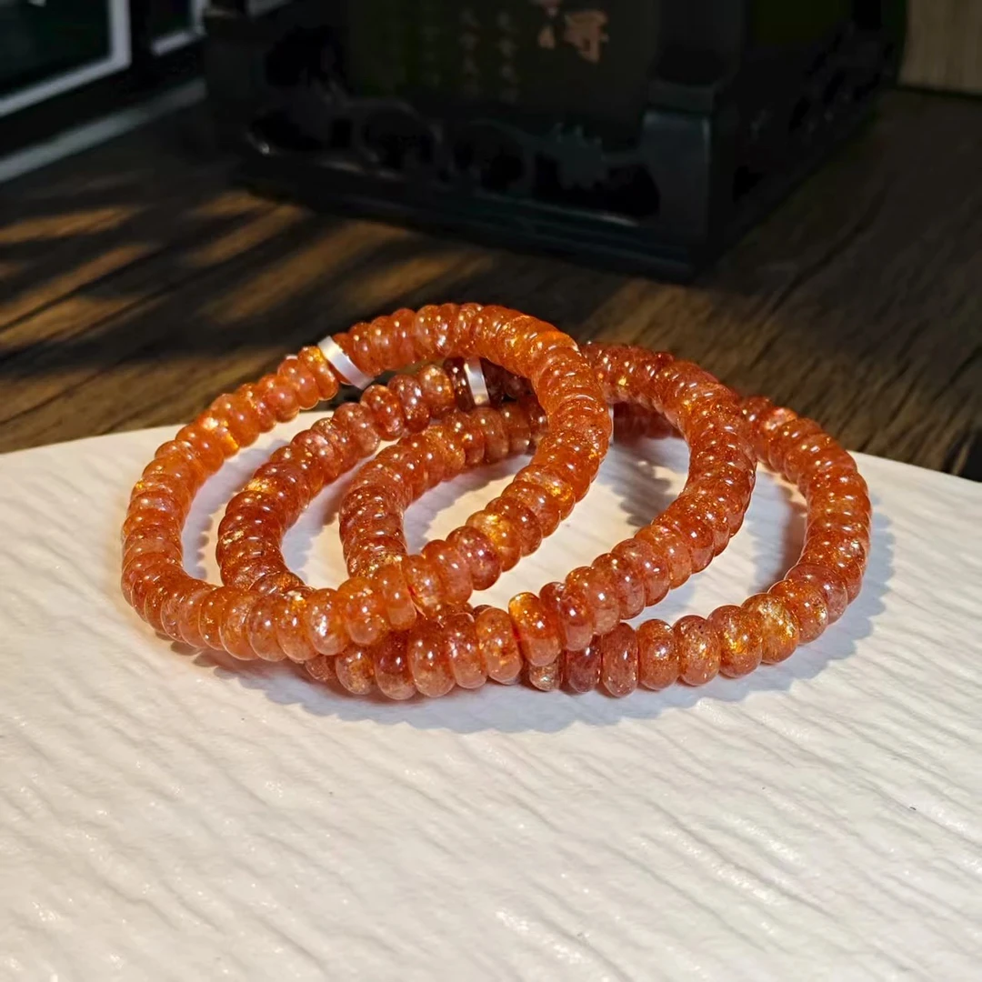 【书记甄选】天然金太阳药片珠单圈手链 多样式发一件 约7mm 141CK