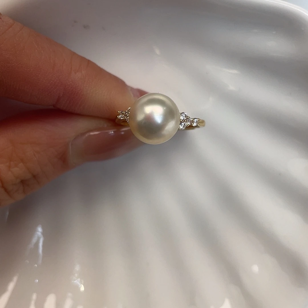戒指银S925镶嵌海水珍珠