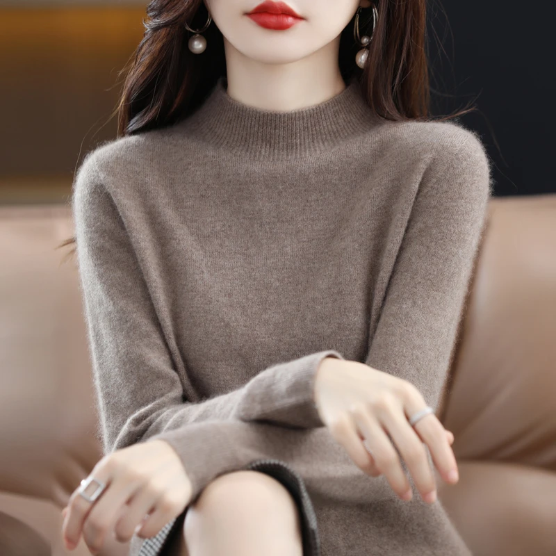 【半高领~羊毛衫】一线成衣~针织衫宽松套头打底毛衣女1101