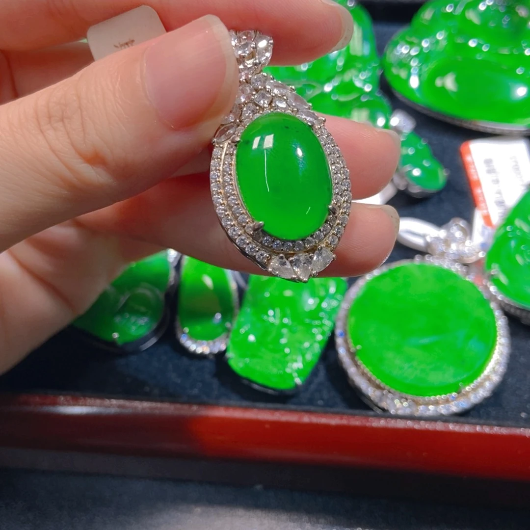 翡翠银S925镶嵌吊坠(不含链)