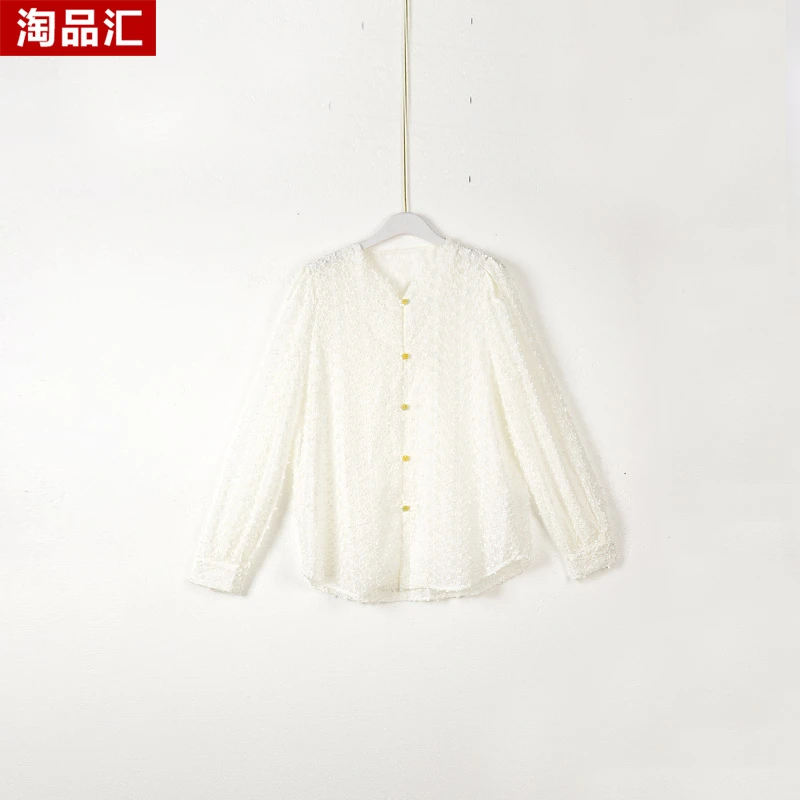【Y专柜捡漏】深圳高端女装KBC-新中式宽松长袖衬衣3349-白色正码